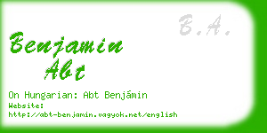 benjamin abt business card